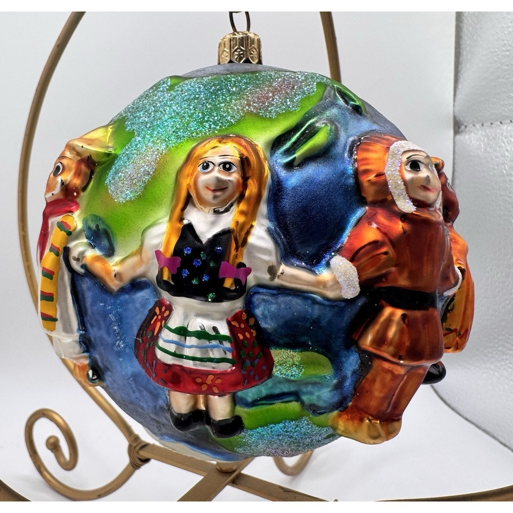 Christopher Radko United We Stand Christmas Ornament World Holding Hands 1999